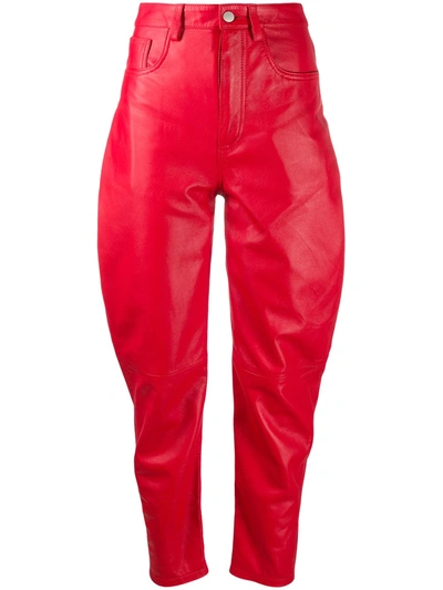 Attico High-waisted Tapered Trousers In Red