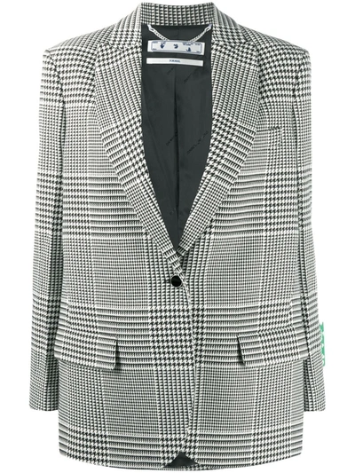 Off-white Houndstooth-check Single-breasted Blazer In Black