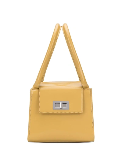 By Far Turn-lock Structured Tote In Yellow