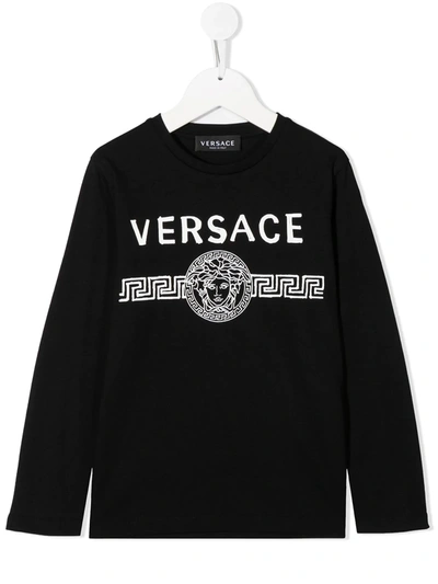 Young Versace Kids' Medusa Head Logo Sweatshirt In Black