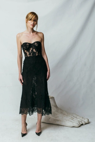 Aureliana Lace Midi Skirt In Black