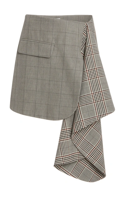 Monse Women's Dual Plaid Cascade Wool-blend Mini Skirt In Grey