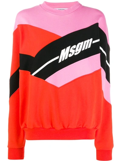 Msgm Ribbed Logo Sweatshirt In Orange
