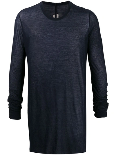 Rick Owens Long-line Light T-shirt In Blue