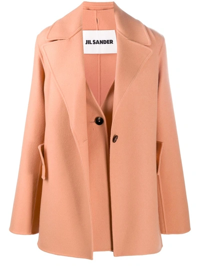 Jil Sander Layered Cashmere Peacoat In Orange