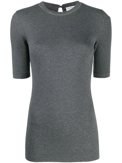 Brunello Cucinelli Short-sleeved Knit Top In Grey