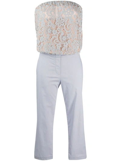 Semicouture Lace Embroidered Jumpsuit In Blue