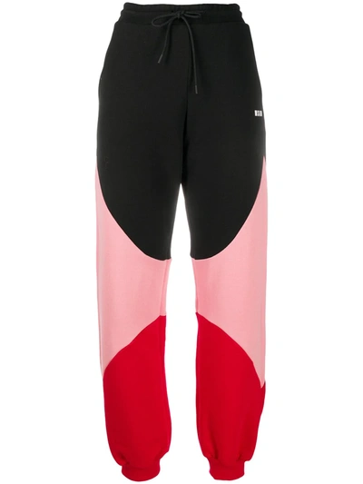 Msgm Colour-block Logo-print Track Pants In Multicolour