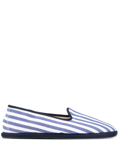 Vibi Venezia Striped Flat Loafers In Blue