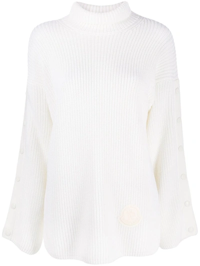 Moncler Bell Sleeves Logo Patch Jumper In White