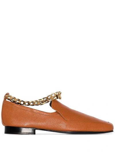 By Far Nick Chain Leather Loafers In Brown