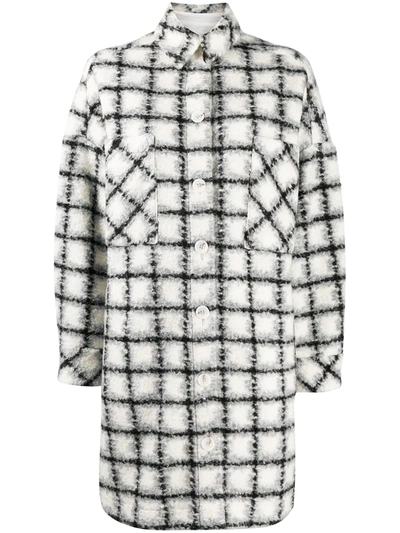 Iro Check Single-breasted Coat In White