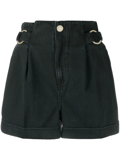 Pinko High Rise Denim Shorts In Grey