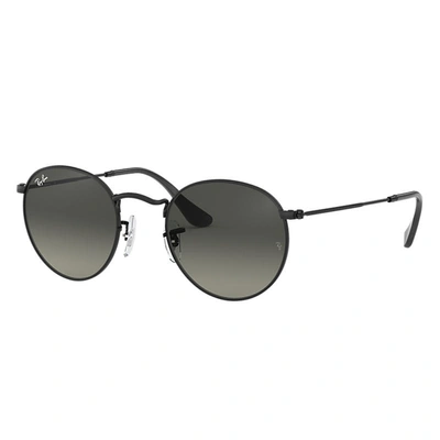 Ray Ban Round Flat Lenses Sunglasses Black Frame Grey Lenses 53-21