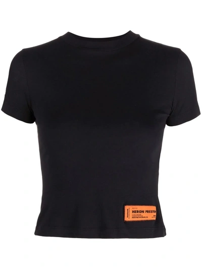 Heron Preston Different-print Cropped T-shirt In Black