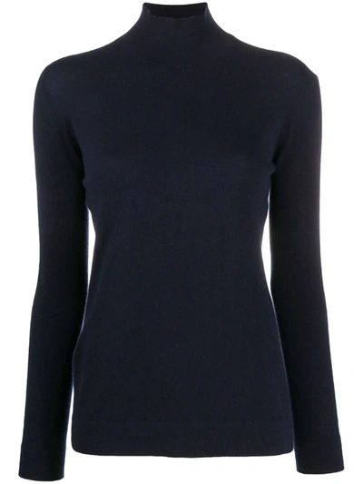 Agnona Turtle Neck Cashmere Jumper In Blue