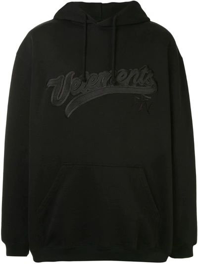 Vetements Hip Hop Logo Oversized Cotton Hoodie In Black