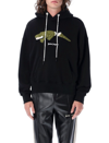 Palm Angels Crocodile Embroidery Cotton Hoodie In Black