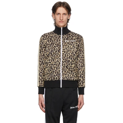 Palm Angels Leopard Print Hooded Jacket In Multicolor