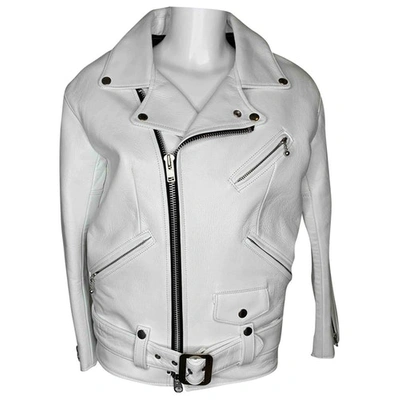 Pre-owned Junya Watanabe Leather Biker Jacket In White