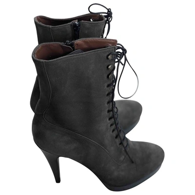 Pre-owned Fiorifrancesi Lace Up Boots In Grey