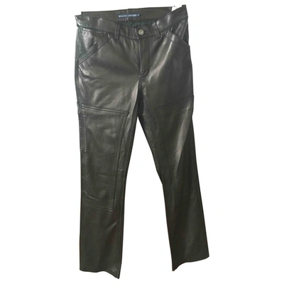 Pre-owned Ralph Lauren Leather Straight Trousers In Black