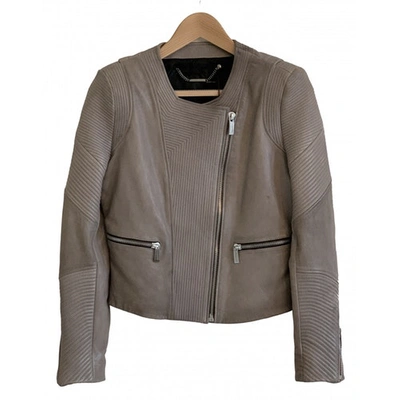 Pre-owned Barbara Bui Leather Biker Jacket In Grey