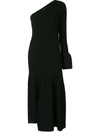 3.1 Phillip Lim One-shoulder Cutout Ribbed Wool-blend Midi Dress In Black