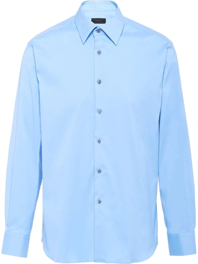 Prada Classic-collar Slim-fit Shirt In Blue
