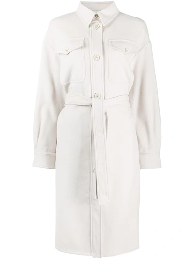 Brunello Cucinelli Belted Denim Coat In Neutrals