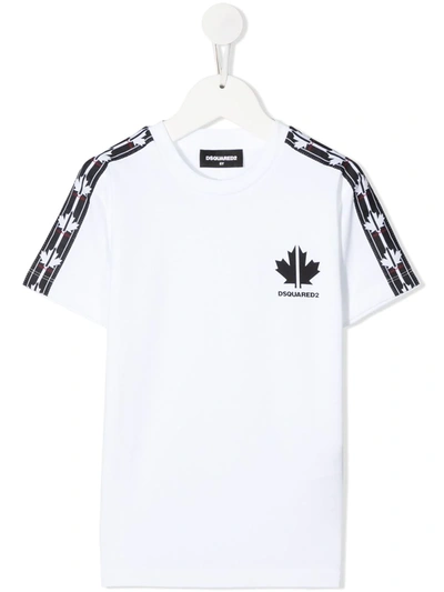 Dsquared2 Teen Maple Leaf Tape T-shirt In White