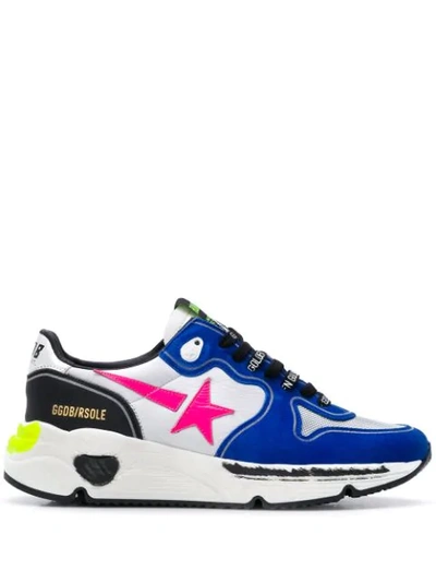 Golden Goose Running Sole Low-top Sneakers In White/ Blue/ Titan/ Fuchsia