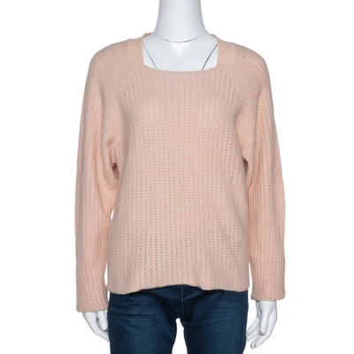 Pre-owned Chloé Peach Angora & Wool Knit Sweater L In Orange