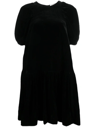 Cecilie Bahnsen Velvet Shift Dress In Black