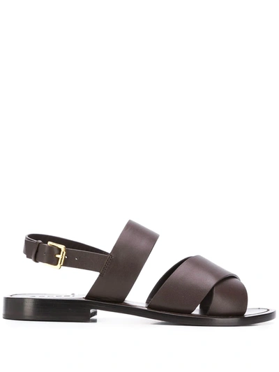 Aspesi Crossover Strap Sandals In Brown