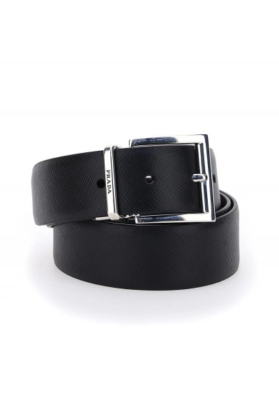 Prada Belt In Nero+baltico