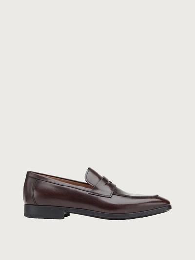 Ferragamo Men's Recly Leather Slip On Penny Loafers - Regular In Brown