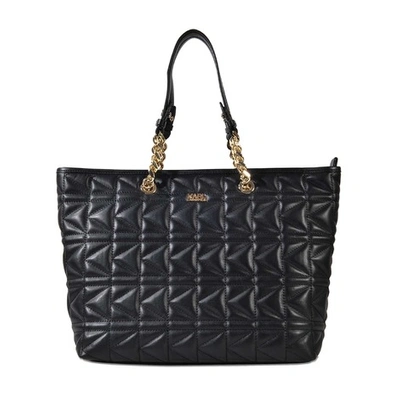 Karl Lagerfeld Quilted Tote In Black-gold