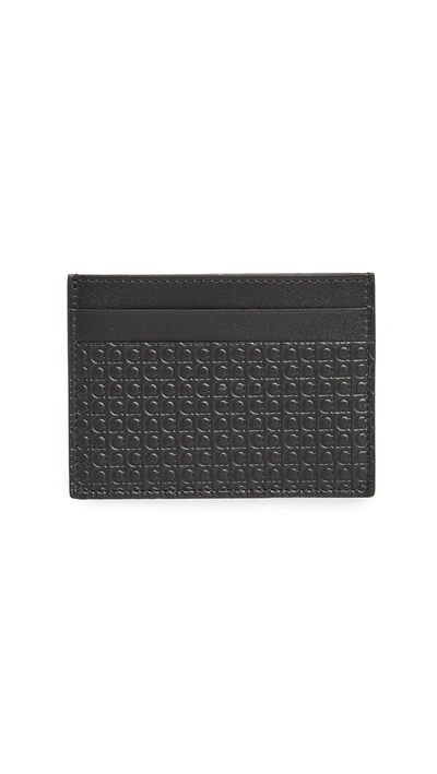 Ferragamo Gancini Credit Card Holder In Leather In Black