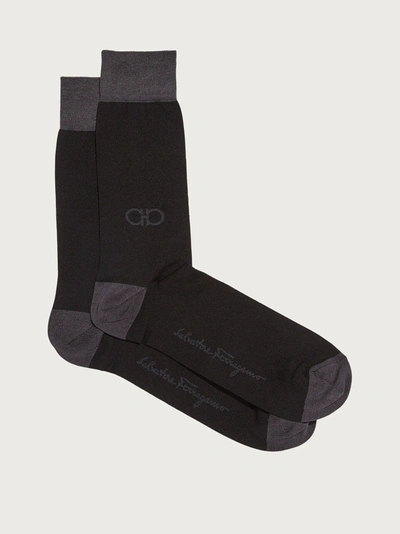 Ferragamo Mens Black/gray Gancini Jacquard Socks