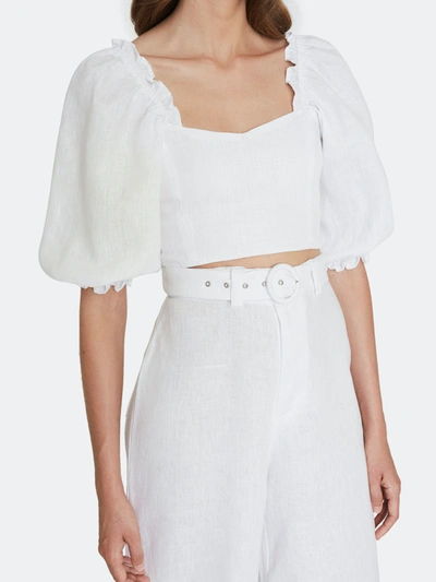 Faithfull The Brand Pietra Smocked Linen Crop Top In White