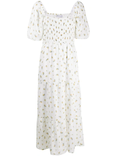 Faithfull The Brand + Net Sustain Gianna Shirred Tiered Floral-print Linen Midi Dress In White