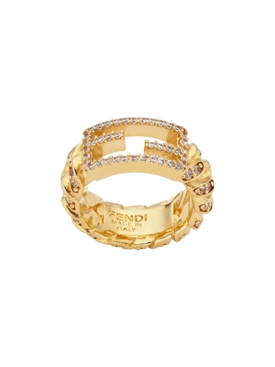 Fendi Large Baguette Ring In Gold