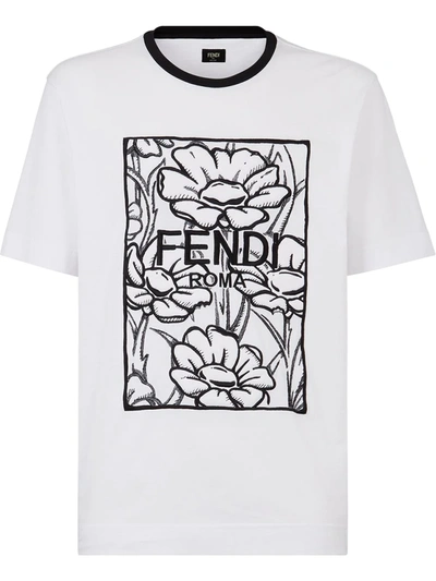 Fendi White Joshua Vides Edition Floral T-shirt In Blanc