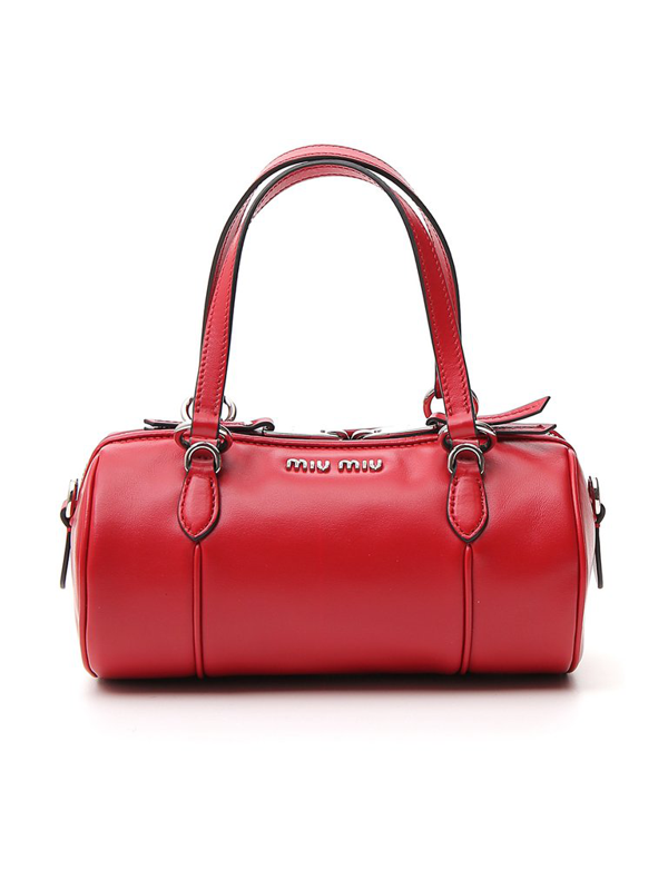 Miu Miu Logo Plaque Tote Bag In Red | ModeSens