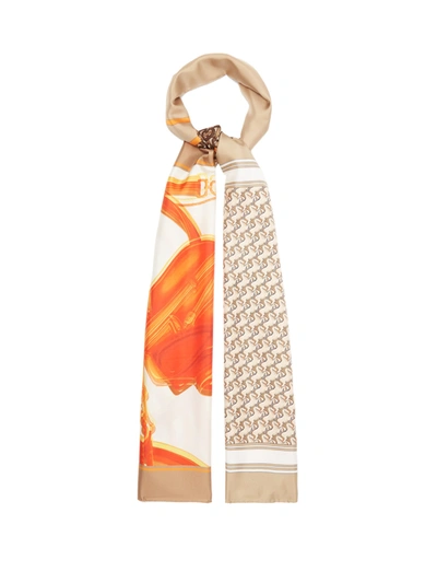 Burberry Society Montage-print Silk-faille Scarf In Archive Beige