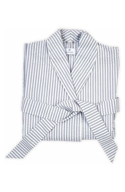 Matouk Matteo Stripe Dressing Gown In Sea