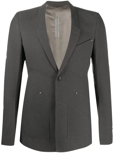 Rick Owens Geometric Pocket Blazer In Grey