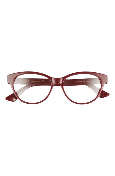 Gucci 54mm Round Optical Glasses In Burgundy