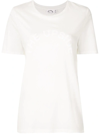 The Upside Carla Printed Cotton And Linen-blend Jersey T-shirt In White